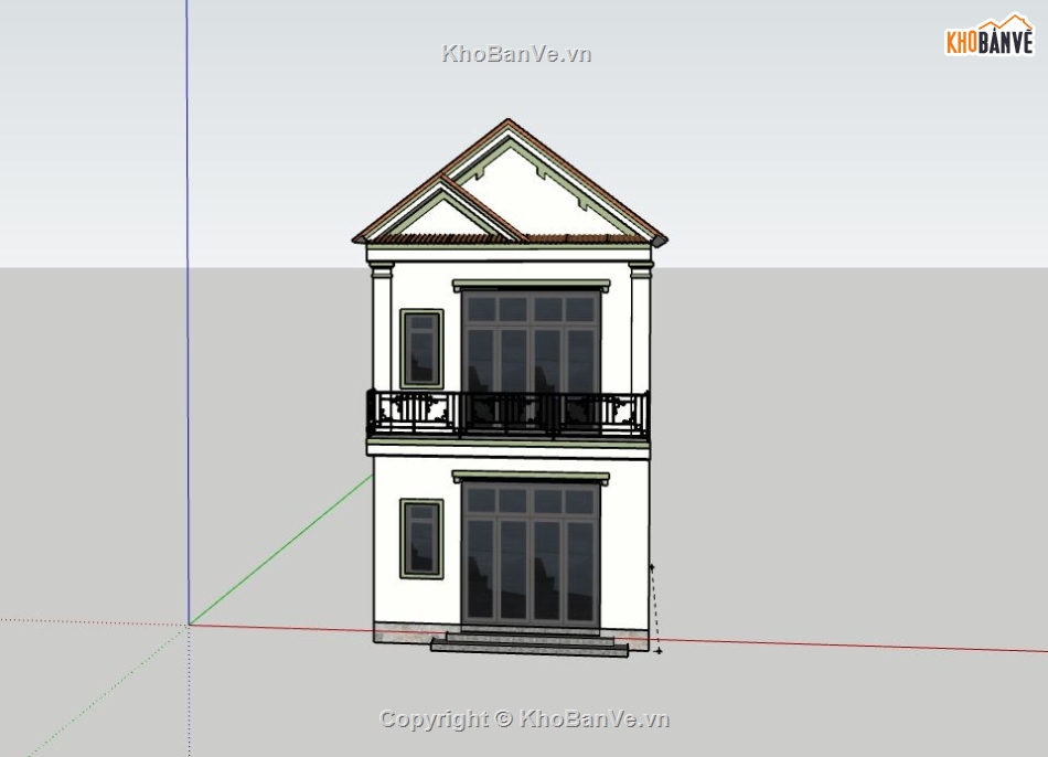 Nhà phố 2 tầng,Model su nhà phố 2 tầng,mẫu nhà phố 2 tầng sketchup