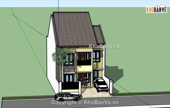 Nhà phố 2 tầng,model su nhà phố 2 tầng,nhà phố 2 tầng sketchup,file su nhà phố 2 tầng