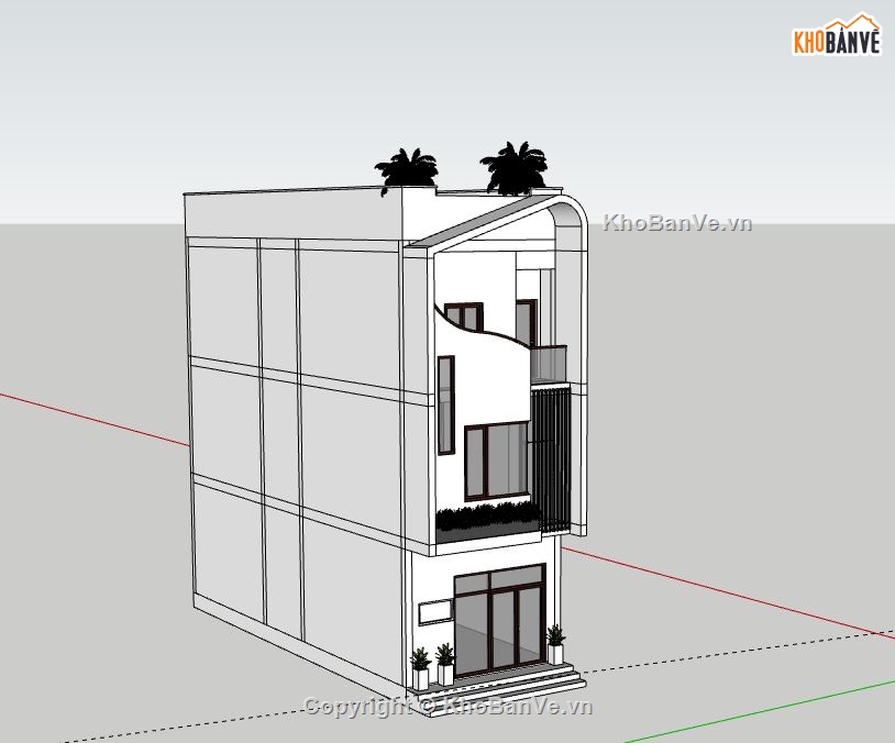 Nhà phố 3 tầng,Model su nhà phố 3 tầng,nhà phố 3 tầng file su