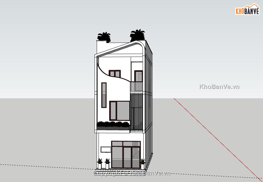 Nhà phố 3 tầng,Model su nhà phố 3 tầng,nhà phố 3 tầng file su