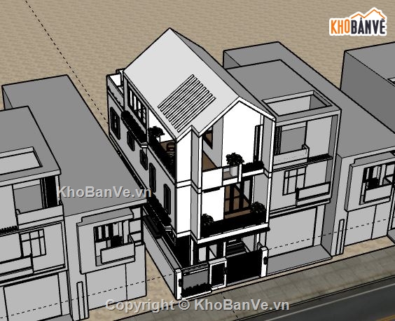 Nhà phố 3 tầng,Model su nhà phố 3 tầng,file su nhà phố 3 tầng