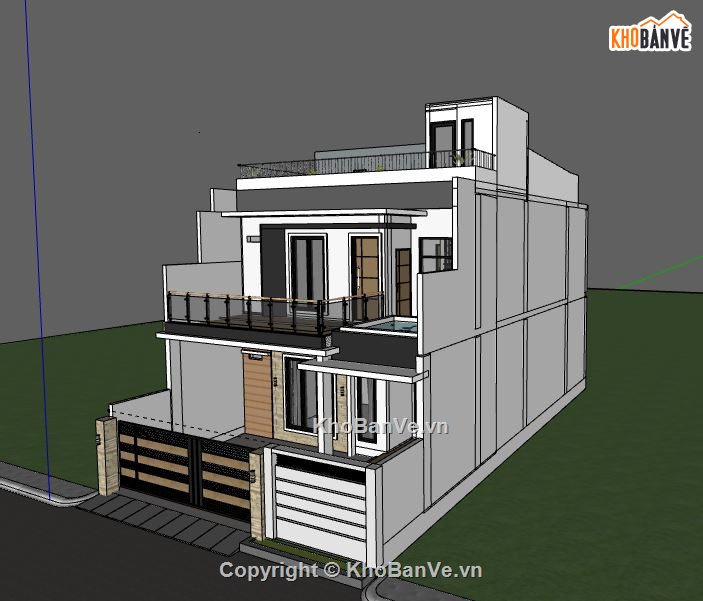 Nhà phố 3 tầng,model su nhà phố 3 tầng,sketchup nhà phố 3 tầng