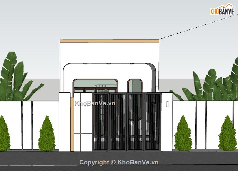 nhà phố 1 tầng,model su nhà phố 1 tầng,sketchup nhà phố 1 tầng