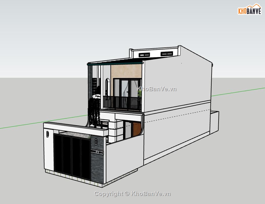 Nhà phố 2 tầng,model su nhà phố 2 tầng,model sketchup nhà phố 2 tầng hiện đại