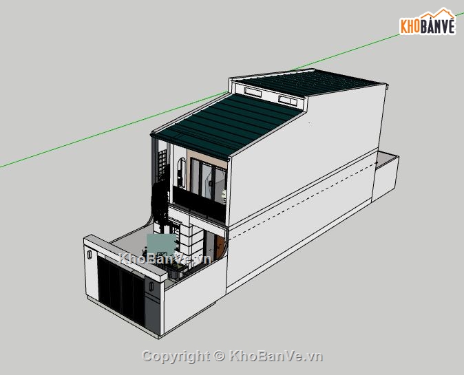 Nhà phố 2 tầng,model su nhà phố 2 tầng,model sketchup nhà phố 2 tầng hiện đại