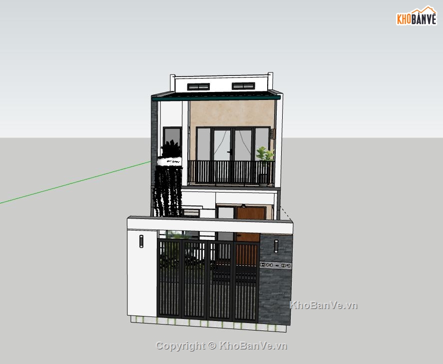 Nhà phố 2 tầng,model su nhà phố 2 tầng,model sketchup nhà phố 2 tầng hiện đại