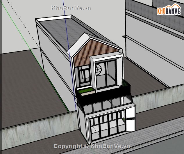 Nhà phố 2 tầng,Model su nhà phố 2 tầng,sketchup nhà phố 2 tầng