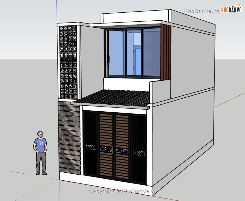 Nhà phố 2 tầng,File sketchup nhà phố 2 tầng,su nhà phố 2 tầng