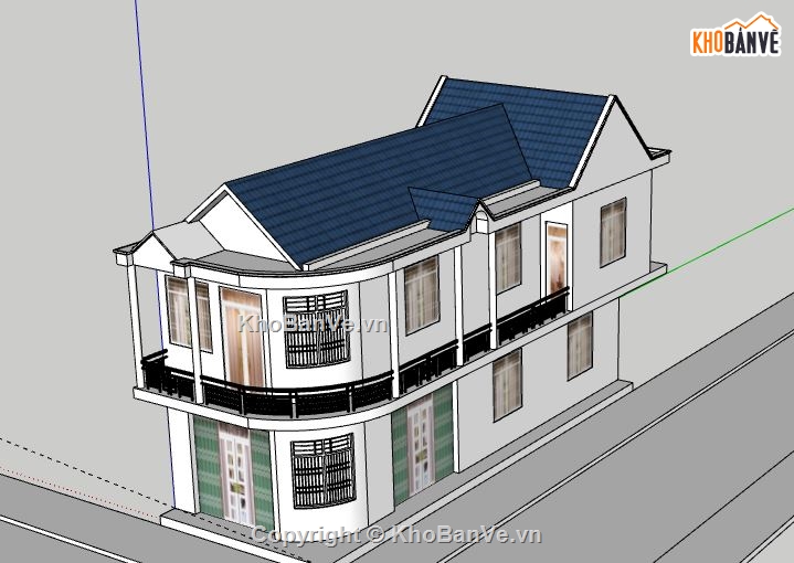 Nhà phố 2 tầng,Model su nhà phố 2 tầng,sketchup nhà phố 2 tầng