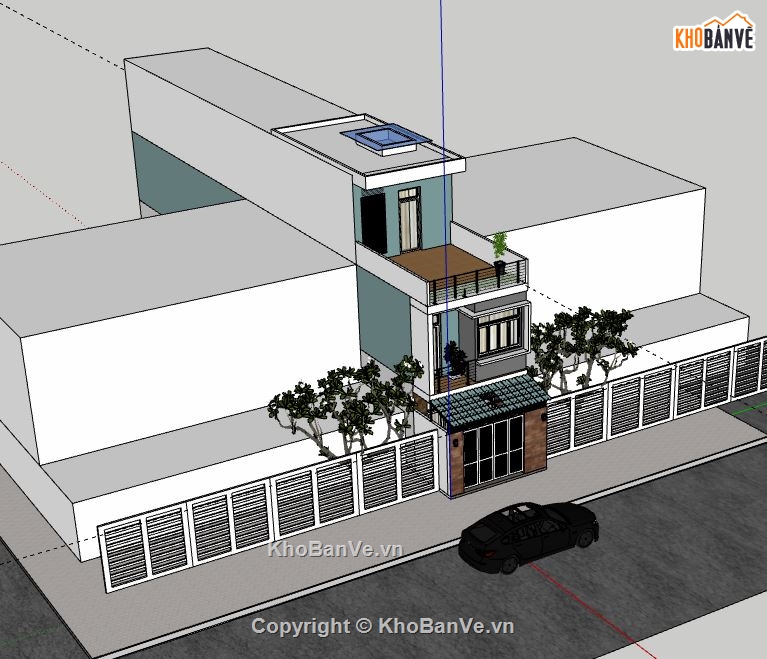 Nhà phố 3 tầng,model su nhà phố 3 tầng,sketchup nhà phố 3 tầng