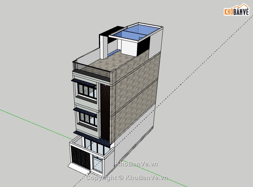 Nhà phố 3 tầng,File su nhà phố 3 tầng,sketchup nhà phố 3 tầng