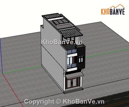 Nhà phố 3 tầng,model su nhà phố 3 tầng,sketchup nhà phố 3 tầng