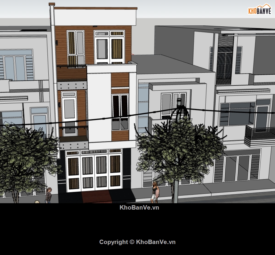 file su nhà phố 3 tầng,model nhà phố 3 tầng,nhà phố 3 tầng file su,model sketchup nhà phố 3 tầng