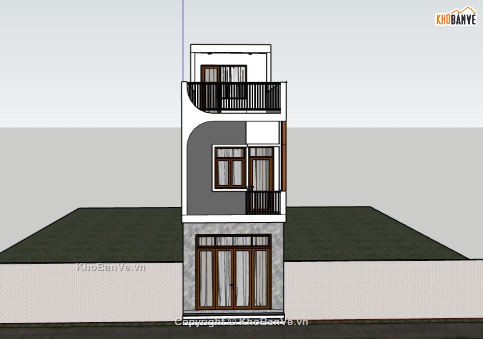 nhà phố 3 tầng,file su nhà phố 3 tầng,sketchup nhà phố 3 tầng