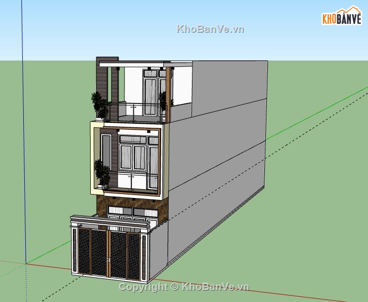 Nhà phố 3 tầng,Model su nhà phố 3 tầng,sketchup nhà phố 3 tầng