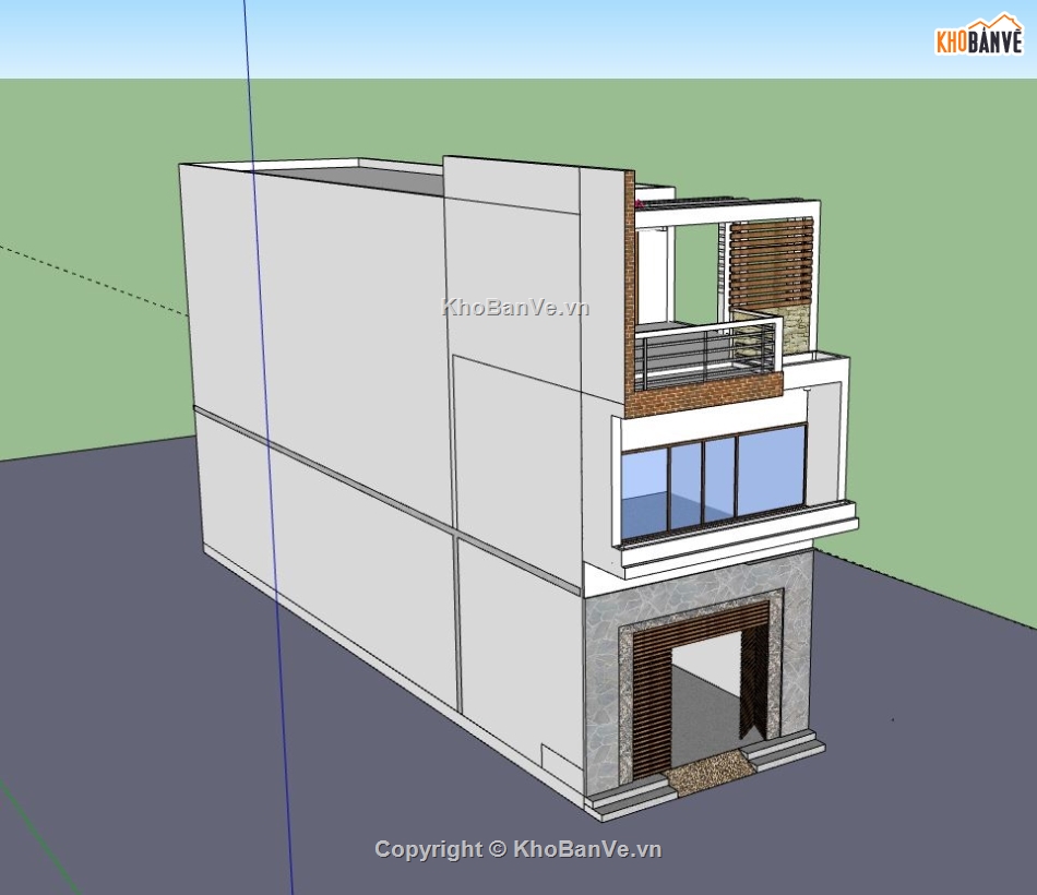 Nhà phố 3 tầng,File su nhà phố 3 tầng,sketchup nhà phố 3 tầng