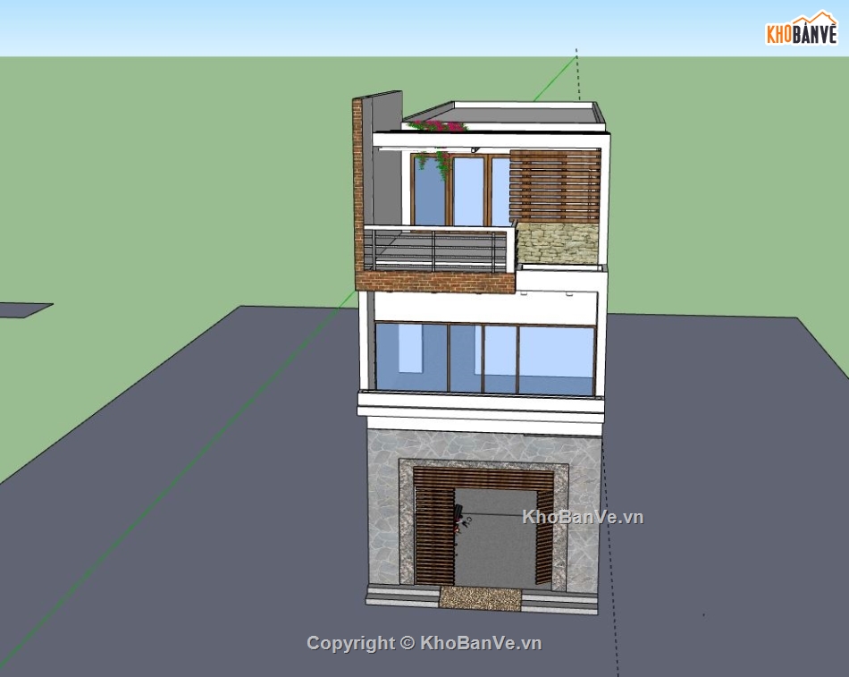 Nhà phố 3 tầng,File su nhà phố 3 tầng,sketchup nhà phố 3 tầng