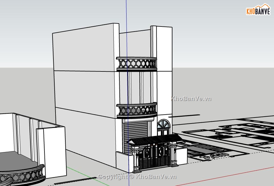 Nhà phố 3 tầng,Model su nhà phố 3 tầng,nhà phố 3 tầng file su