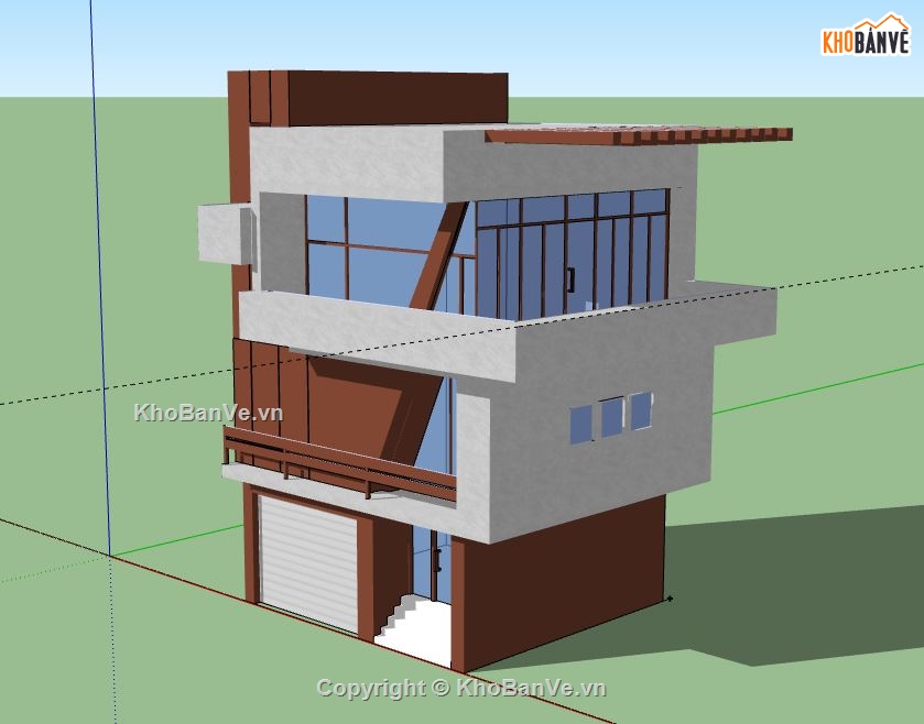 nhà phố 3 tầng,Sketchup nhà 3 tầng,file su nhà phố 3 tầng