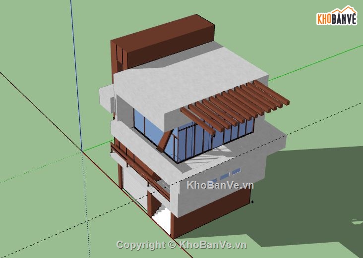 nhà phố 3 tầng,Sketchup nhà 3 tầng,file su nhà phố 3 tầng