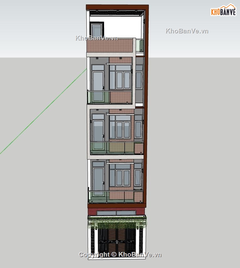 nhà phố 5 tầng,sketchup nhà phố 5 tầng,nhà phố 5 tầng skechup
