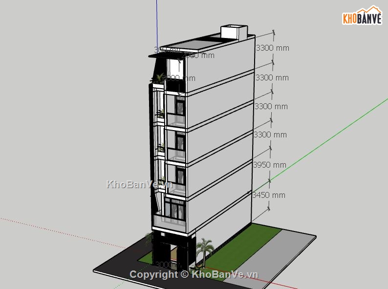 Nhà phố 6 tầng,model su nhà phố 6 tầng,sketchup nhà phố 6 tầng