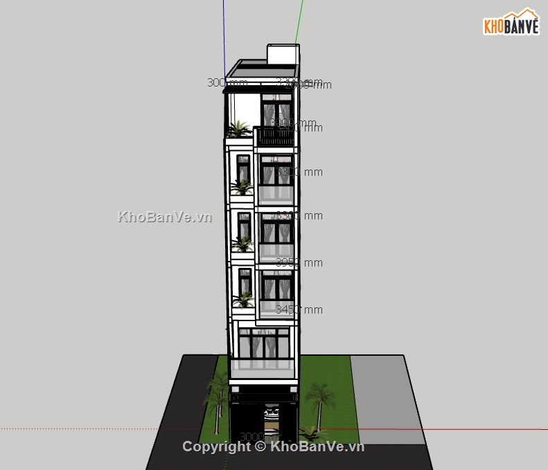 Nhà phố 6 tầng,model su nhà phố 6 tầng,sketchup nhà phố 6 tầng