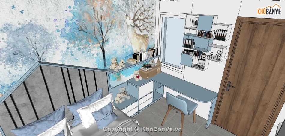 nội thất chung cư,phòng ngủ sketchup,su phòng khách bếp,file su phòng ngủ chung cư