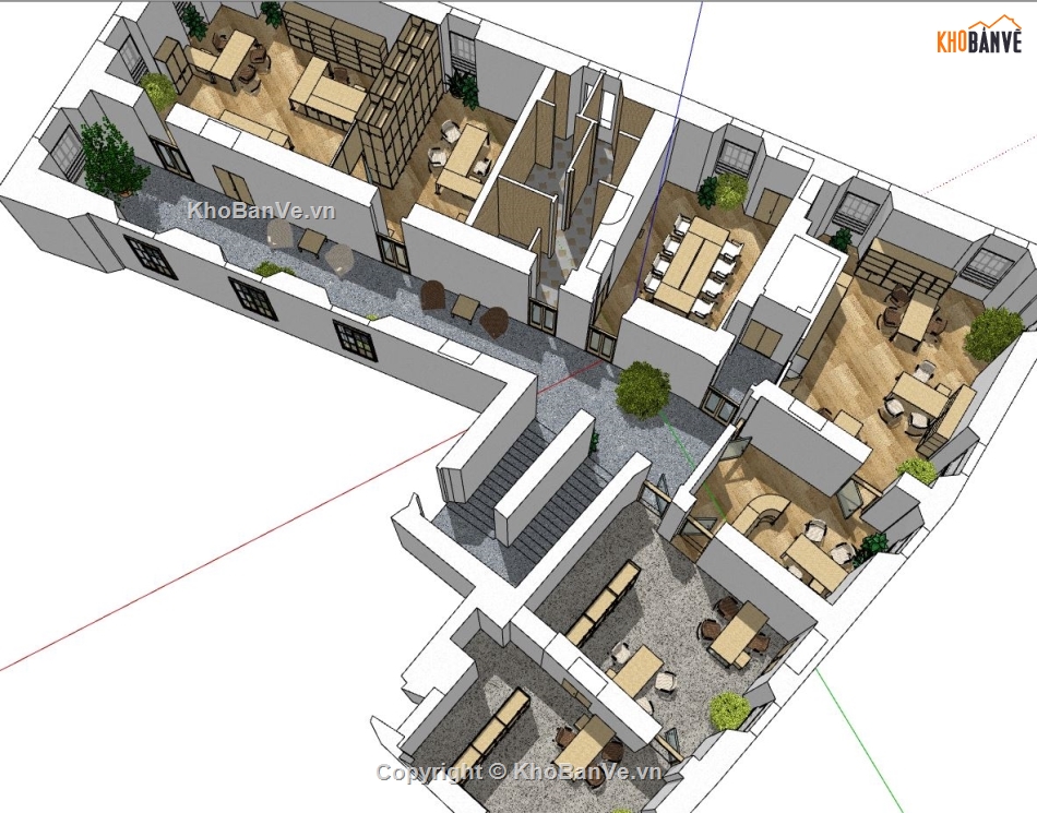 nhà hàng sketchup,nội thất nhà hàng file su,file su nội thất nhà hàng