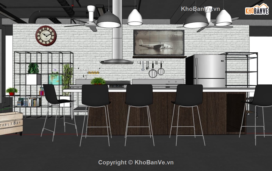 phòng bếp,nội thất phòng bếp,sketchup phòng bếp,model su phòng bếp