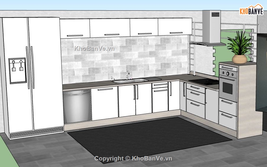 nội thất phòng bếp,model su phòng bếp,sketchup phòng bếp