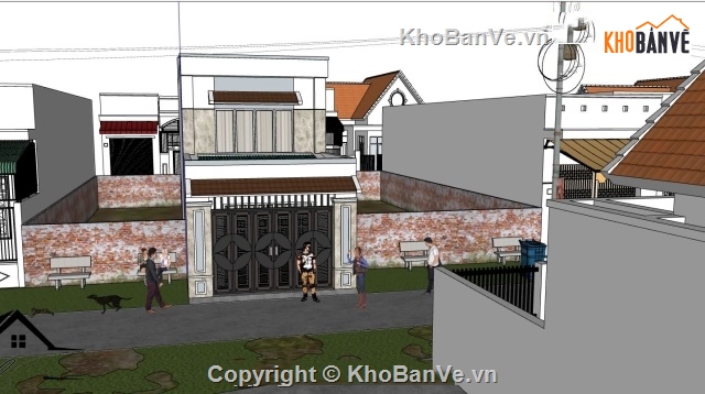 sketchup nhà phố,ngoại thất nhà phố bằng sketchup,Sketchup ngoại thất nhà phố,thiết kế ngoại thất nhà phố,bản vẽ nhà phố su