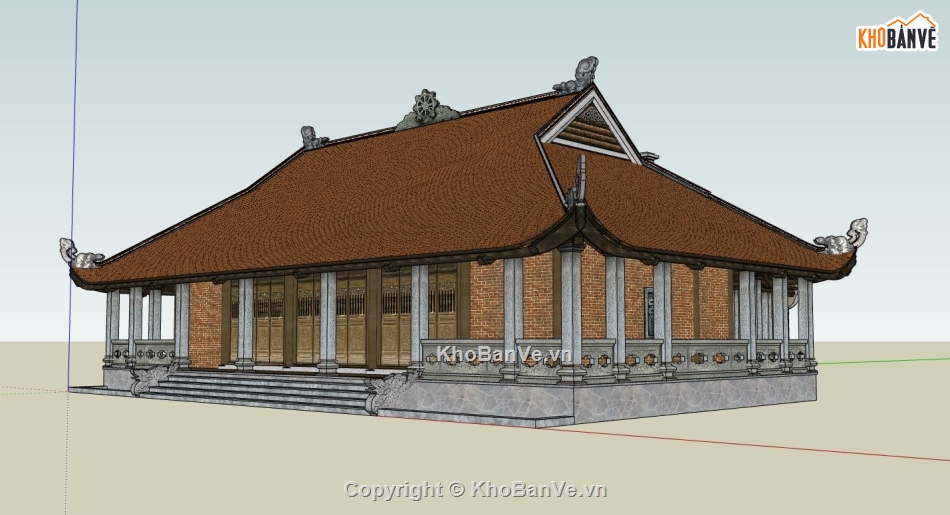 Sketchup chùa,thiết kế chùa,mẫu thiết kế chùa