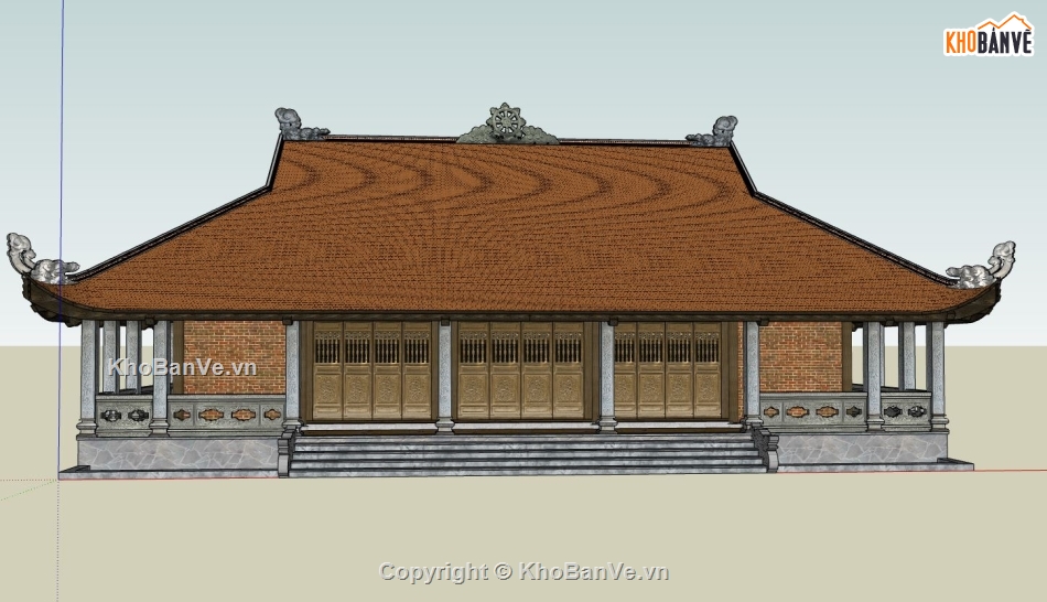 Sketchup chùa,thiết kế chùa,mẫu thiết kế chùa