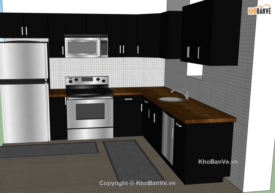 nội thất phòng bếp,sketchup nội thất phòng bếp,model su phòng bếp