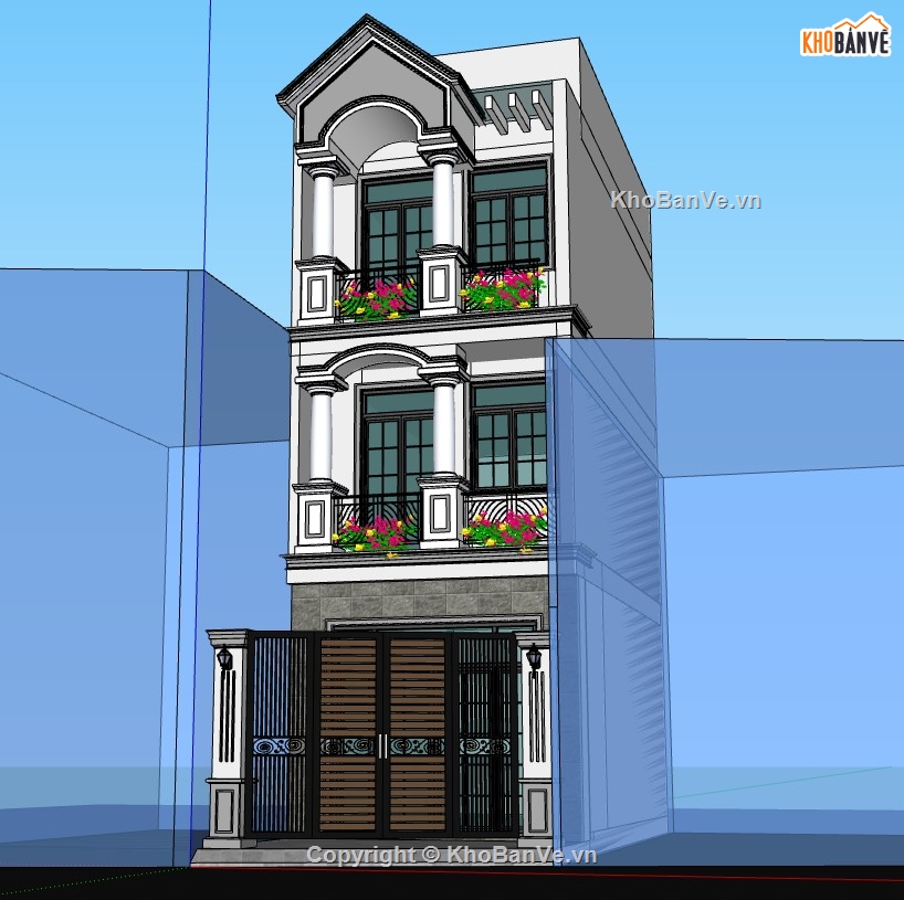 nhà phố 3 tầng,su nhà phố,model su nhà phố