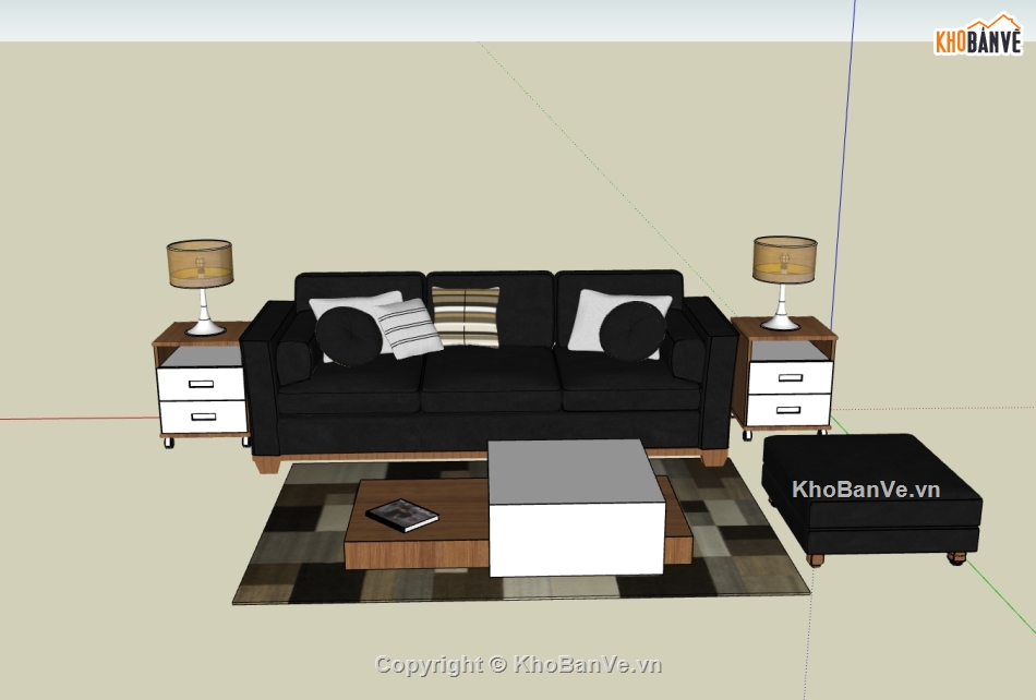 bàn ghế phòng khách,sketchup bàn ghế,sketchup phòng khách,model phòng khách