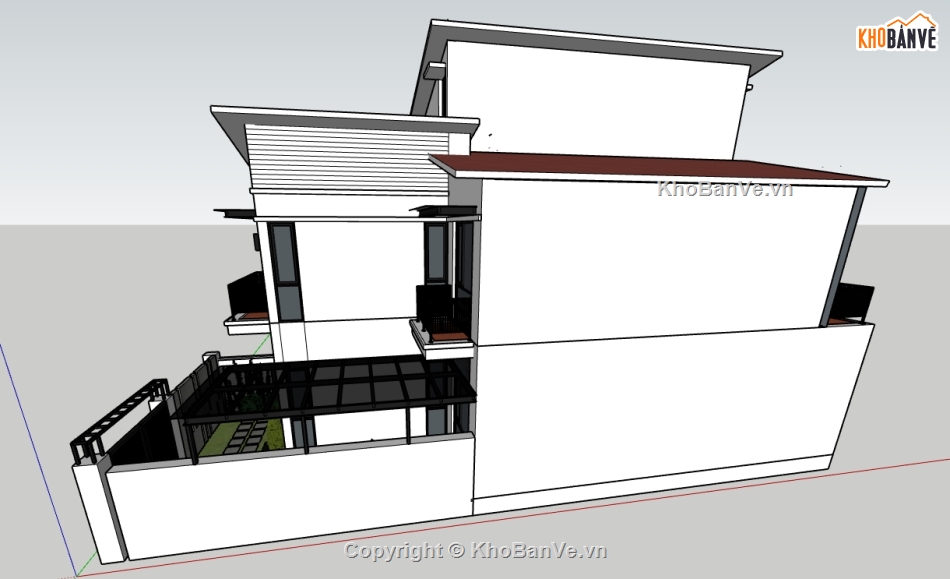 model sketchup nhà phố 3 tầng,file su nhà phố 2 tầng 1 tum,model su nhà phố 3 tầng