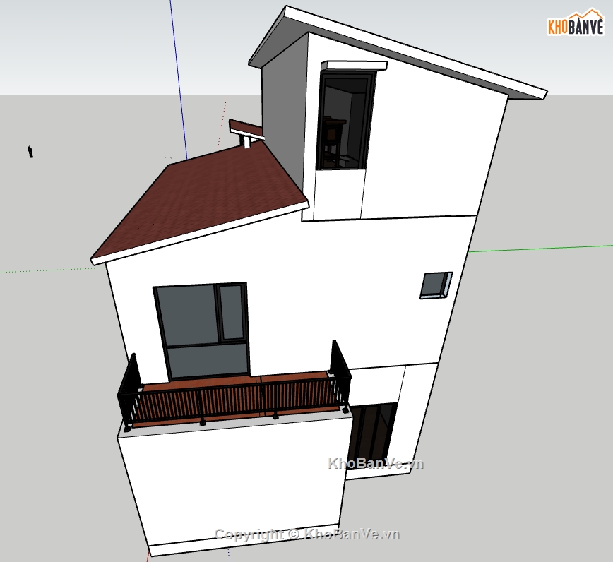 model sketchup nhà phố 3 tầng,file su nhà phố 2 tầng 1 tum,model su nhà phố 3 tầng