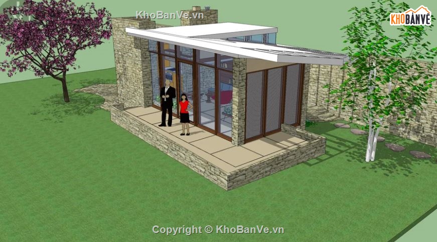 File sketchup nhà cấp 4,model su nhà cấp 4,Nhà cấp 4 file sketchup,thiết kế nhà cấp 4