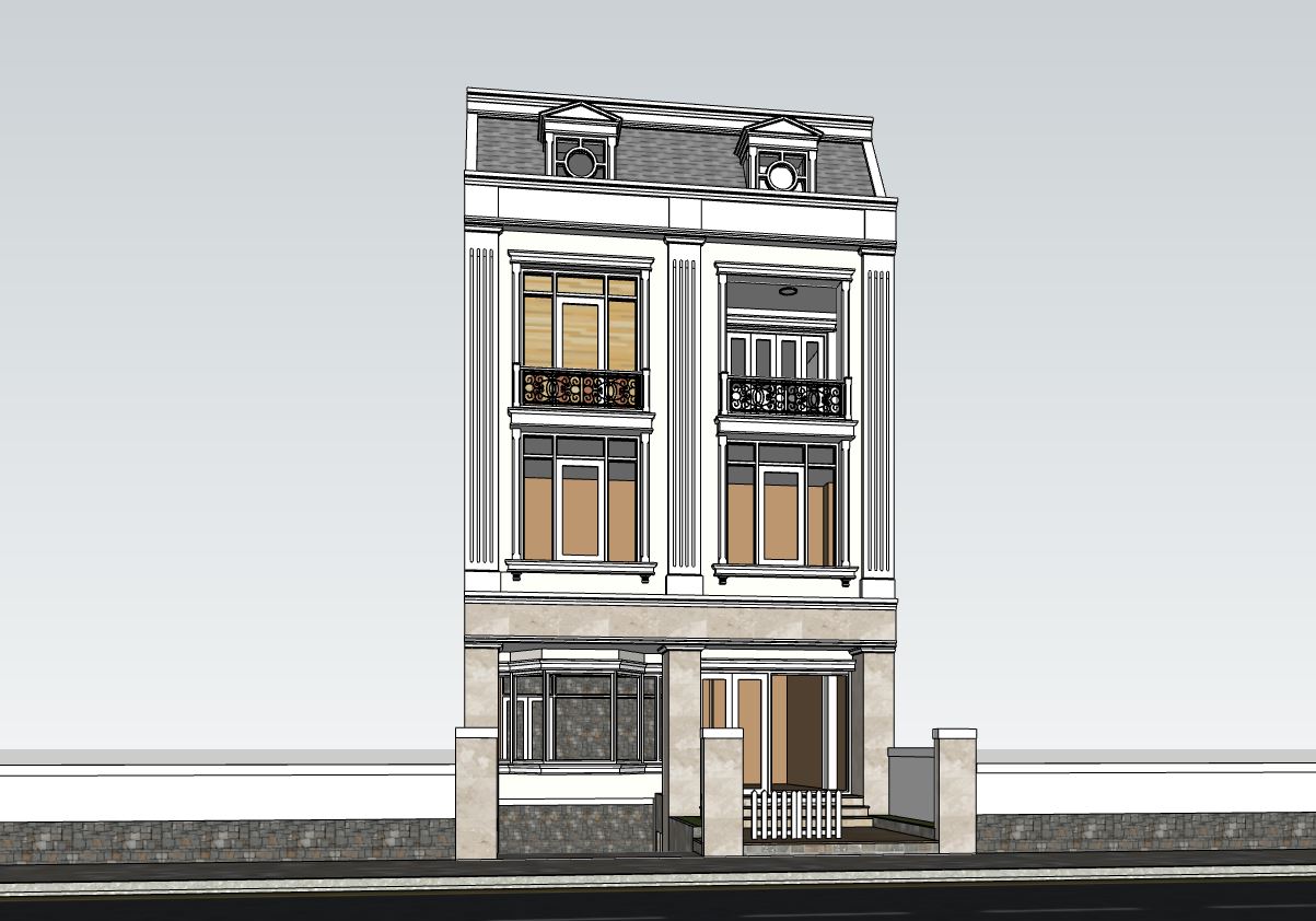 mẫu nhà phố 3 tầng,sketchup mẫu nhà phố 3 tầng,model su nhà phố 3 tầng