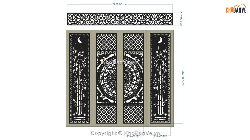 cổng cnc trống đồng và trúc,mẫu cổng trúc,file cổng trúc trống đồng