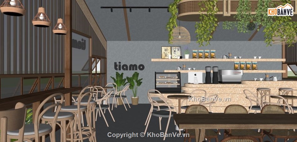 mẫu cửa hàng quán coffee,file sketchup quán cafe,su nội thất quán coffe