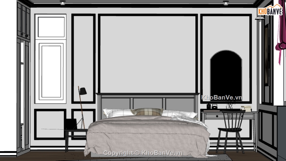 nội thất phòng ngủ dựng 3d,thiết kế phòng ngủ hiện đại,model sketchup phòng ngủ,3d sketchup phòng ngủ
