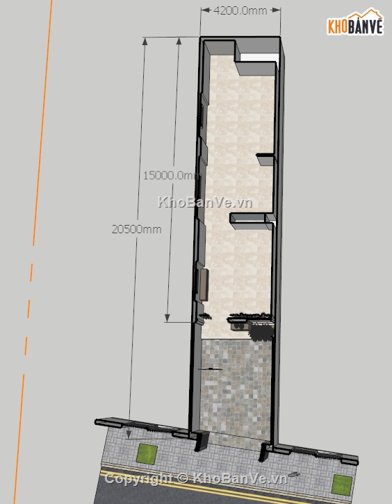 File sketchup nhà phố 4 tầng,File su nhà phố 4.2x20.5m,Model su nhà phố 4 tầng,File su nhà phố 4 tầng