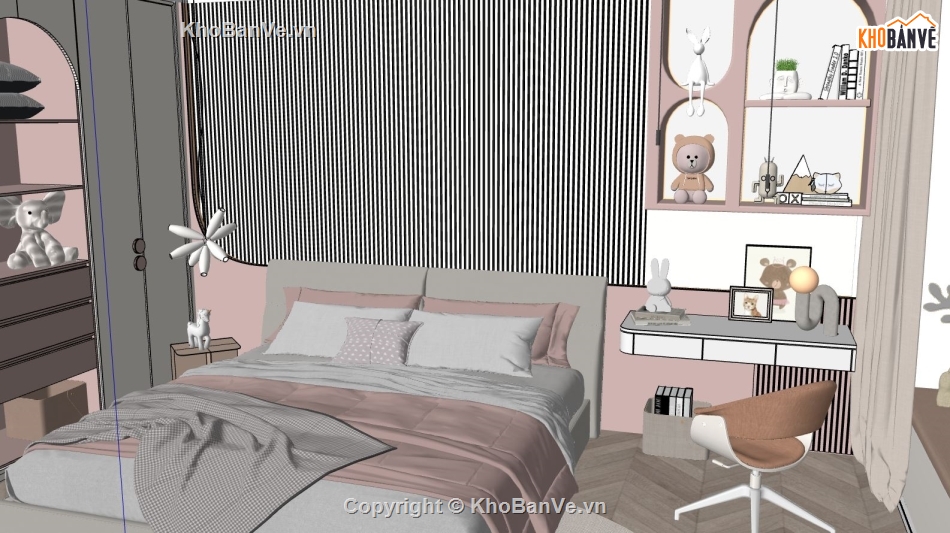 nội thất phòng ngủ,sketchup nội thất phòng ngủ,3d sketchup phòng ngủ