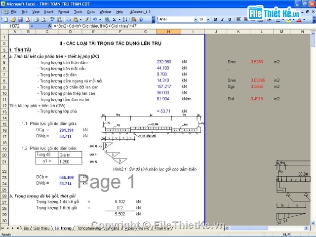 Bảng tính trụ thân cột,trụ thân cột,tính trụ thân cột,tính trụ cầu,thiết kế bản tính trụ thân cột