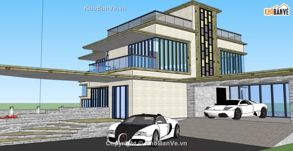 su biệt thự 2 tầng,file sketchup biệt thự 2 tầng,bao cảnh biệt thự 2 tầng,thiết kế biệt thự 2 tầng,dựng 3d su biệt thự 2 tầng