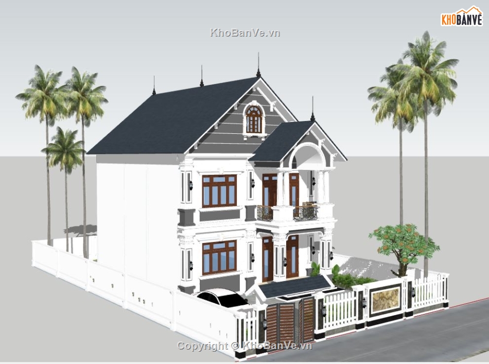 sketchup biệt thự,file su biệt thự 2 tầng,file sketchup biệt thự 2 tầng