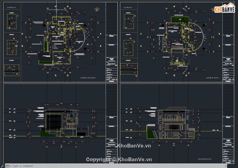 file cad biệt thự 3 tầng,biệt thự 3 tầng file,bàn vẽ cad biệt thự